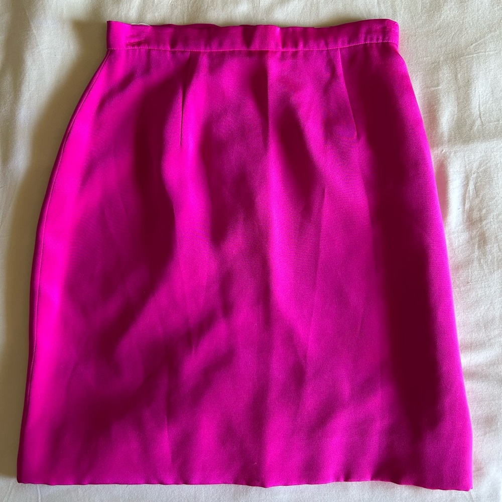RARE hot pink vintage 80s Fabrice New York Couture Skirt 100% silk